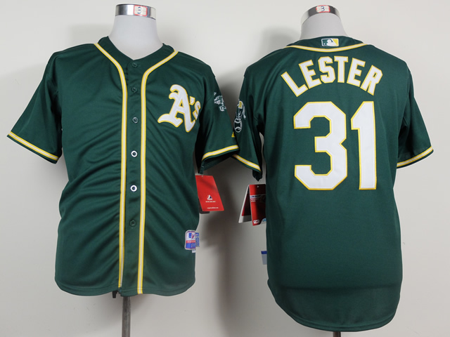 Men Oakland Athletics 31 Lester Green MLB Jerseys